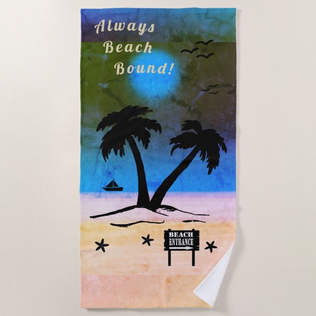 Always Beach Bound Night Time Blue B Towel (Front)