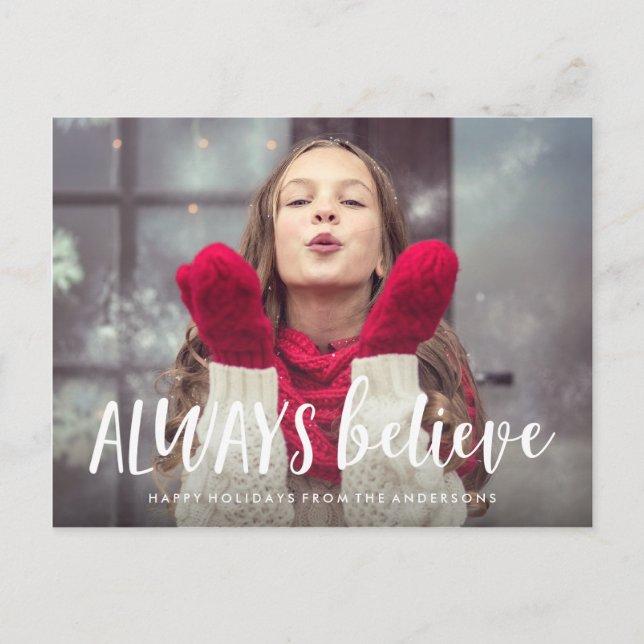 Always Believe Holiday Photo Postcard (Front)