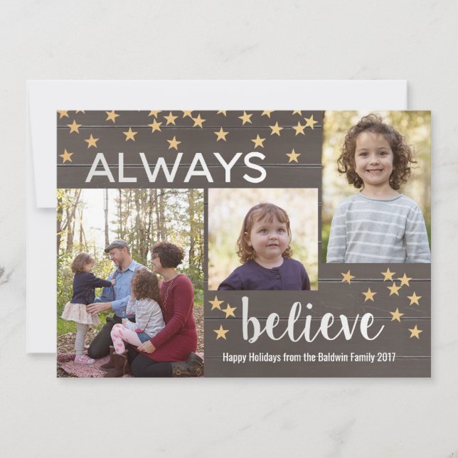 Always Believe Personalised Christmas Photo Card (Front)