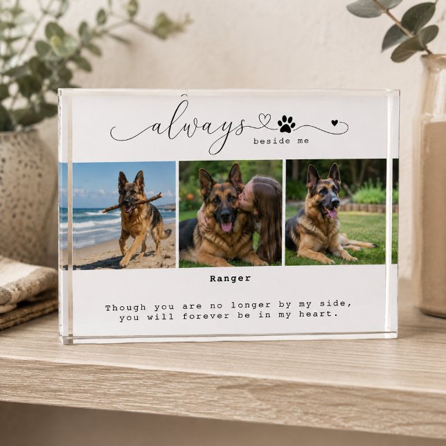 Always Beside Me White Pet Memorial Three Photo Block (Creator Uploaded)