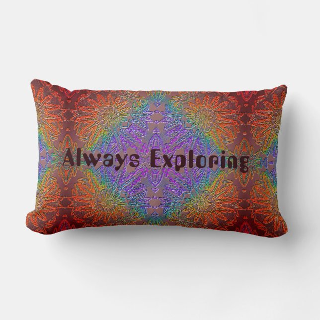 Always Exploring, Never Lost Dark Rainbow Pattern  Lumbar Cushion (Front)