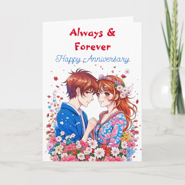 Always & Forever Anime Happy Anniversary Card (Front)