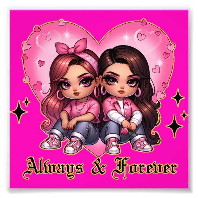 Always & Forever Best friends girls gift Photo Print (Front)