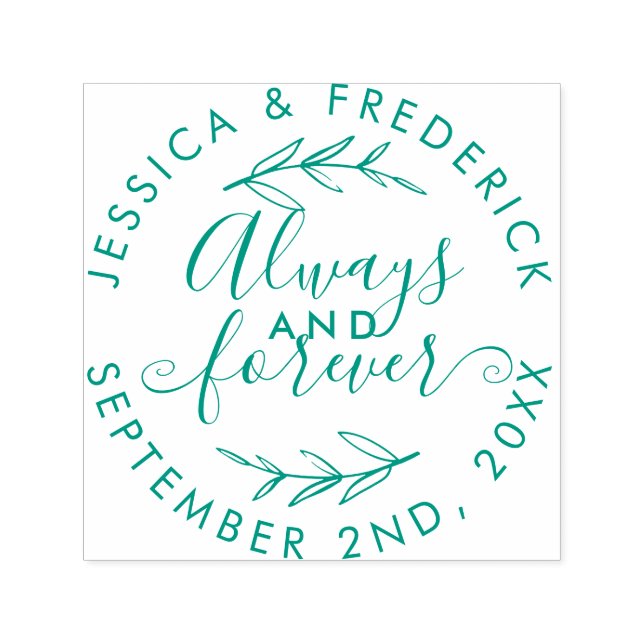 "Always & Forever" Elegant Script Wedding Date Self-inking Stamp (Design)
