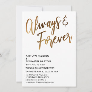 Always & Forever Minimal Gold Handwriting Invitation
