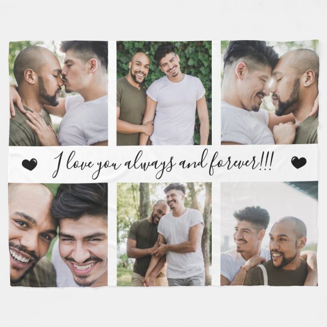 Always & Forever Modern 6 Photo Collage Fleece Blanket (Front (Horizontal))