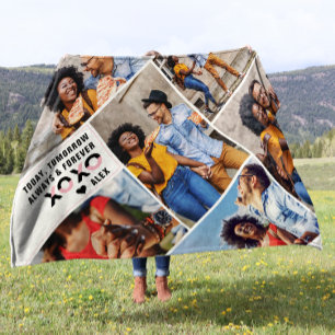 Always & Forever   Modern 6 Photo Collage Fleece Blanket