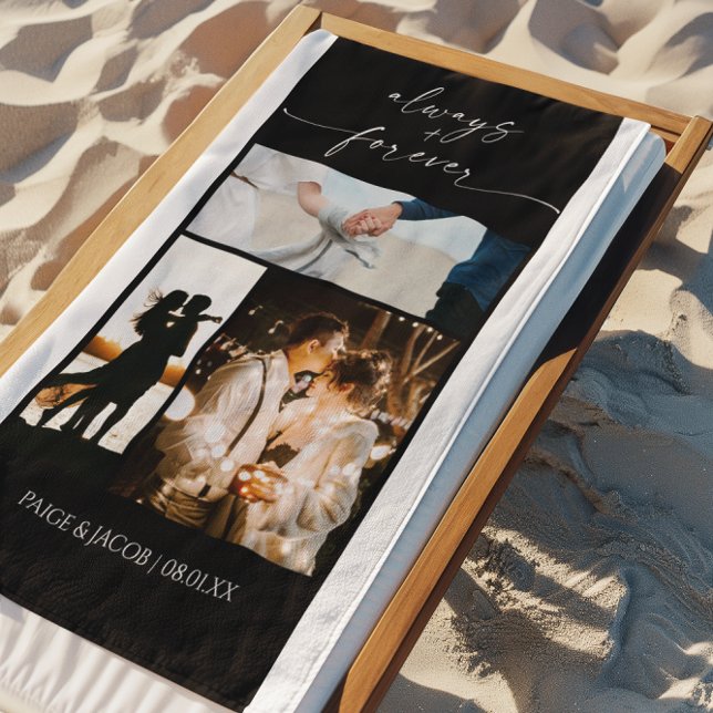 Always & Forever Modern Picture Photo Collage Beach Towel (Creator Uploaded)
