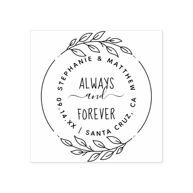Always & Forever Rustic Hand-Drawn Sprigs & Script Rubber Stamp (Imprint)