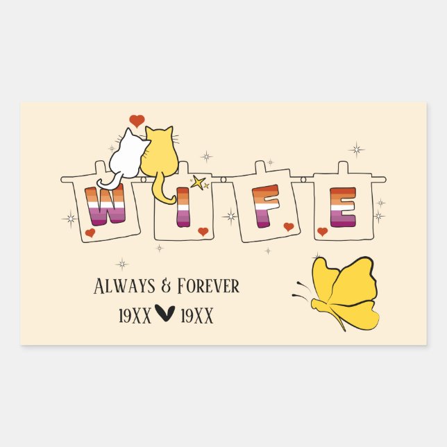 Always & Forever Sunset Lesbian Flag Wife Rectangular Sticker (Front)