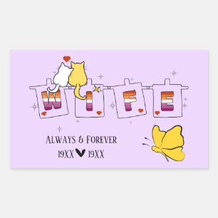 Always & Forever Sunset Lesbian Flag Wife Rectangular Sticker