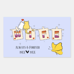 Always & Forever Sunset Lesbian Flag Wife Rectangular Sticker