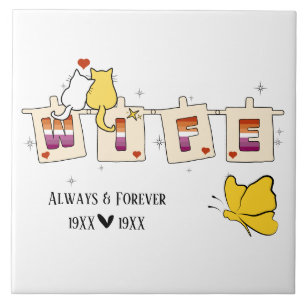 Always & Forever Sunset Lesbian Flag Wife Tile