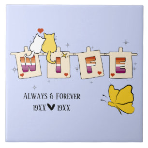 Always & Forever Sunset Lesbian Flag Wife Tile