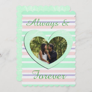 Always & Forever Wedding Invitations, green pink Invitation