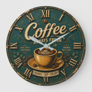 Always Fresh Coffee  Large Clock