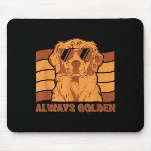 Always Golden Retro Style Golden Retriever Dog Mouse Pad