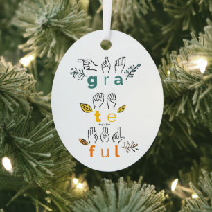 Always Grateful Sign Language Metal Tree Decoration