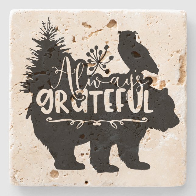 Always Grateful Stone Coaster (Front)