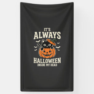 Always Halloween Black Cat Pumpkin Design Banner