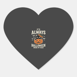 Always Halloween Black Cat Pumpkin Design Heart Sticker