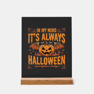 Always Halloween Pumpkin Bat Vector Design_1 Acrylic Sign