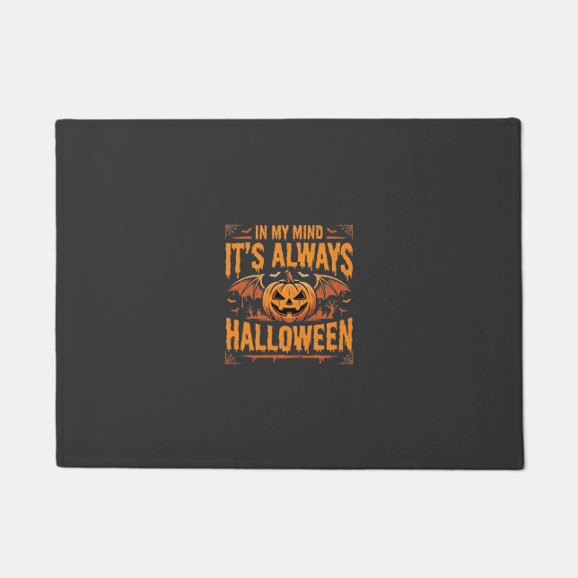 Always Halloween Pumpkin Bat Vector Design_1 Doormat (Front)