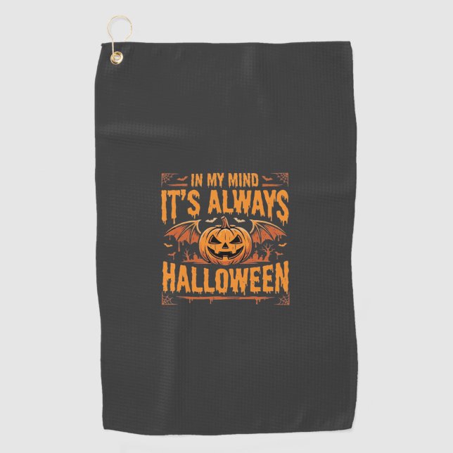 Always Halloween Pumpkin Bat Vector Design_1 Golf Towel (Front)