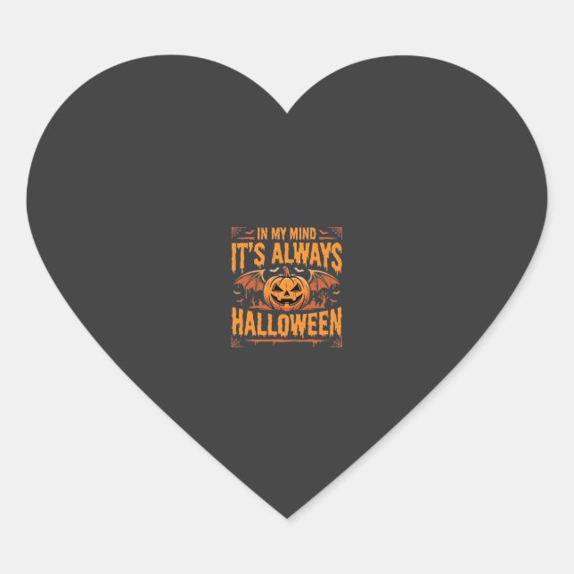 Always Halloween Pumpkin Bat Vector Design_1 Heart Sticker (Front)