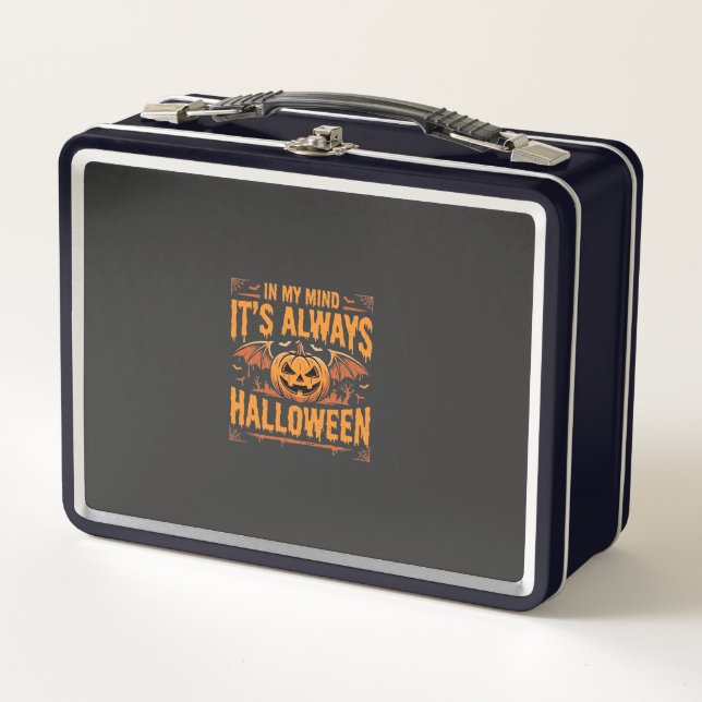 Always Halloween Pumpkin Bat Vector Design_1 Metal Lunch Box (Front)