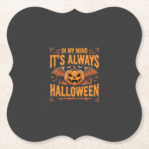 Always Halloween Pumpkin Bat Vector Design_1 Paper Coaster