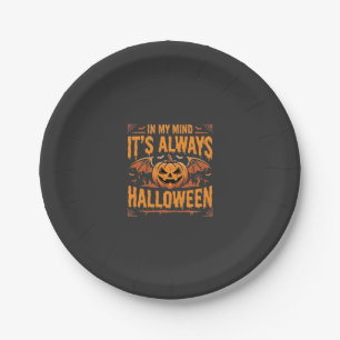 Always Halloween Pumpkin Bat Vector Design_1 Paper Plate
