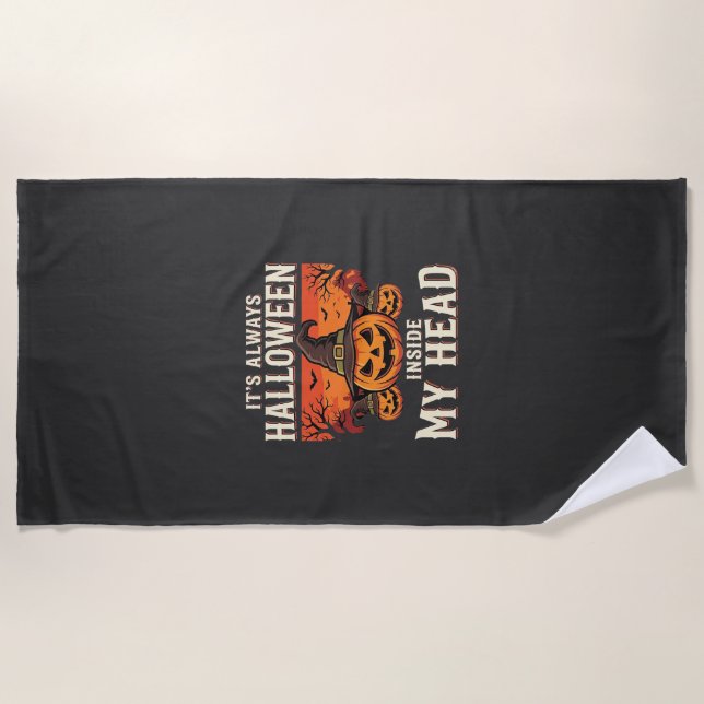 Always Halloween Pumpkin Witch Design_1 Beach Towel (Front)