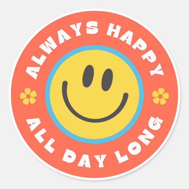 Always Happy All Day Long Sticker (Front)