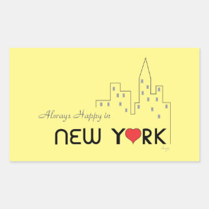 Always Happy in New York Rectangular Sticker
