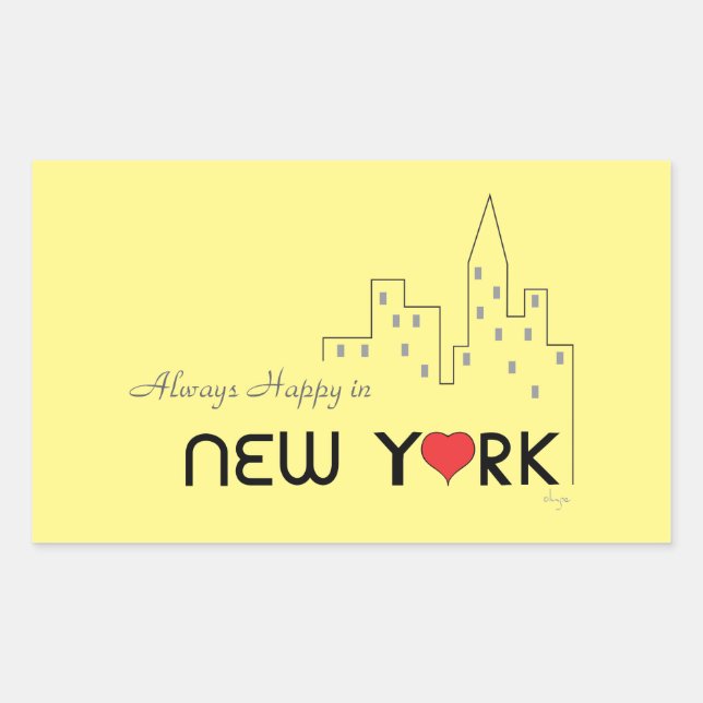 Always Happy in New York Rectangular Sticker (Front)