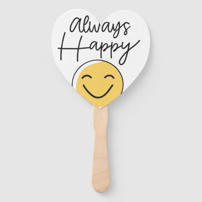 "Always Happy" Smiley Face Hand Fan - Fun Celebrat (Front)