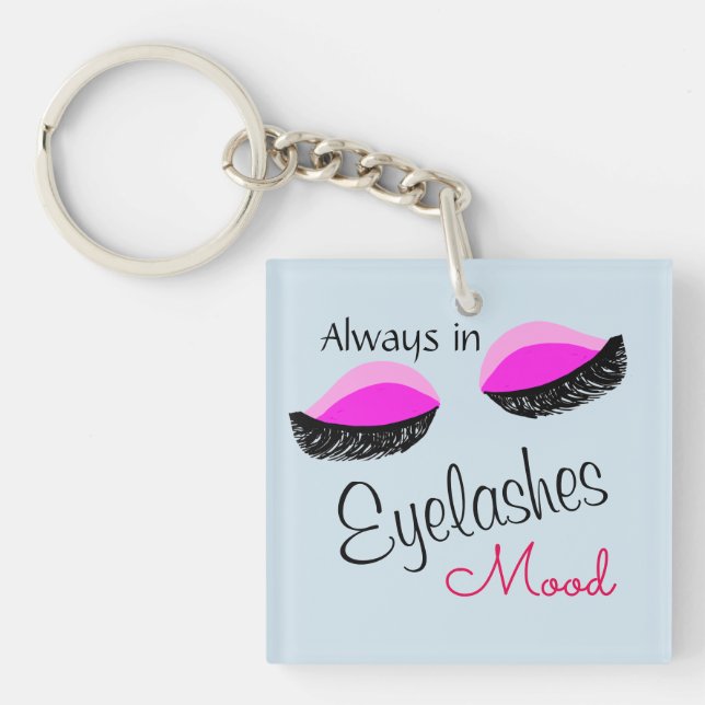 always in eyelashes mood tote bag key ring (Front)