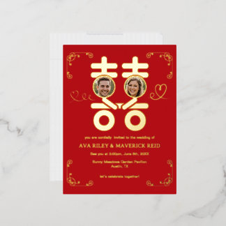 always in love foil invitation postcard