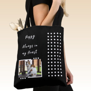 Always in my heart 2 photo pet lover black tote bag