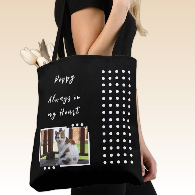 Always in my heart 2 photo pet lover black tote bag (Creator Uploaded)
