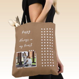 Always in my heart 2 photo pet lover brown tote bag