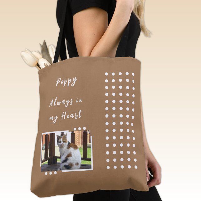 Always in my heart 2 photo pet lover brown tote bag (Creator Uploaded)