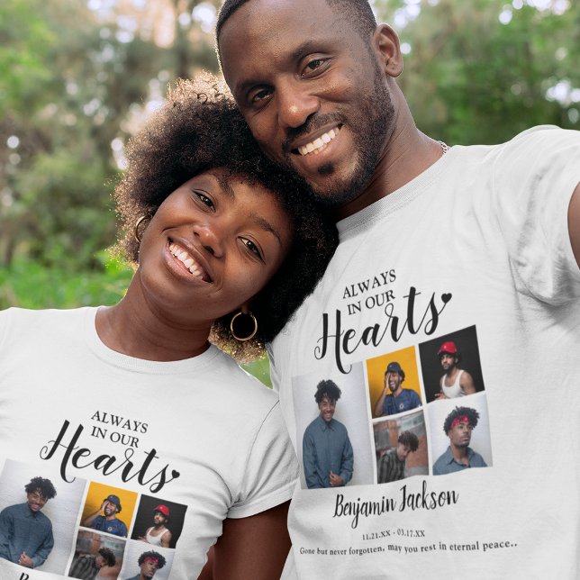 Always In Our Hearts | 6 Photo Collage | Memorial  T-Shirt (Creator Uploaded)