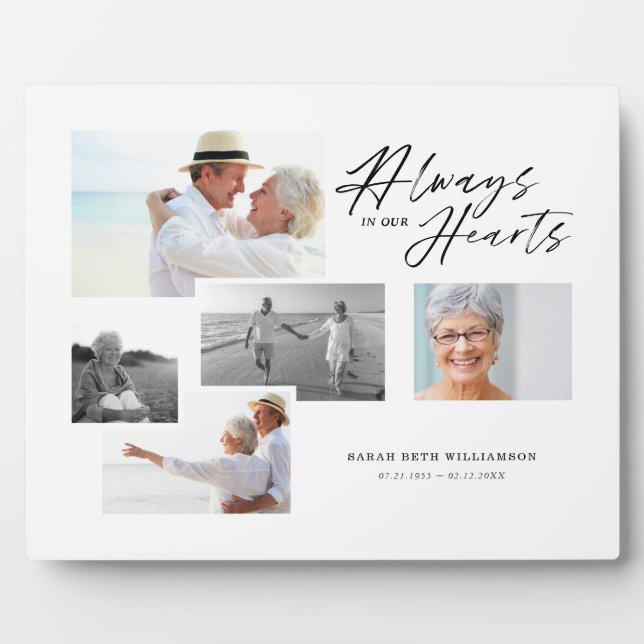 Always In Our Hearts Five Photo Collage Memorial Plaque (Front)