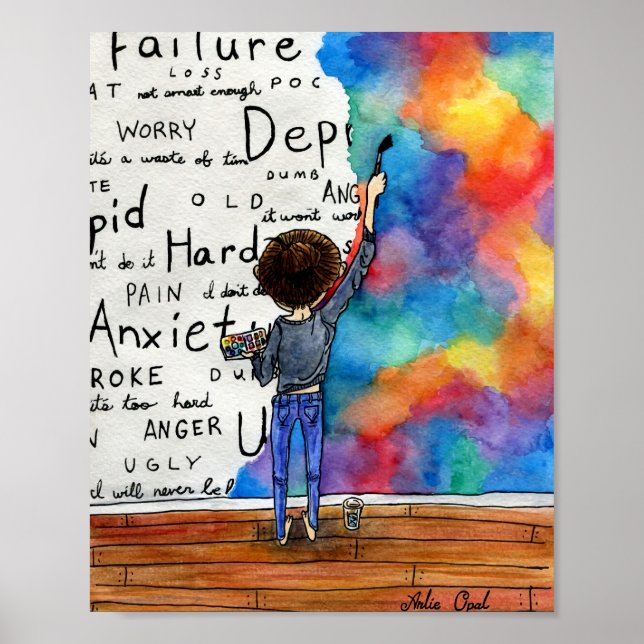 Always Keep Fighting Watercolor Painting (205) REV Poster (Front)