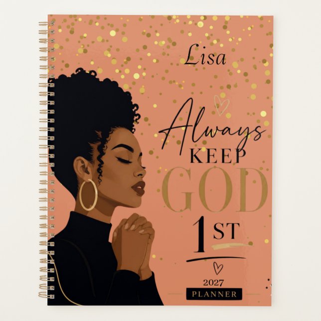 Always Keep God 1st Glitter Sparkle Planner (Front)