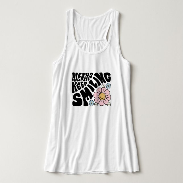 "Always Keep Smiling" Groovy 70s Font Singlet (Design Front)
