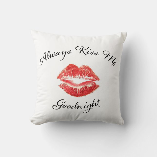 Always Kiss Me Goodnight - Red Lips Cushion (Front)