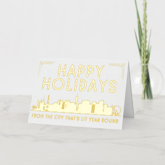 ALWAYS LIT Vegas Happy Holidays Greeting Card 